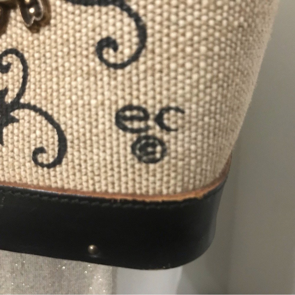 SOLD - Vintage 1960s Signed Enid Collins Canvas Bucket Bag | Jewel Garden - Picture 8 of 9
